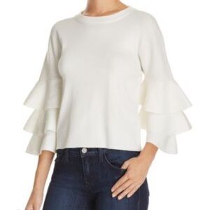 Acrobat Tiered Ruffle Sleeve Wool Blend Sweater